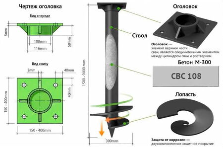 Винтовые сваи 108 мм в Москве